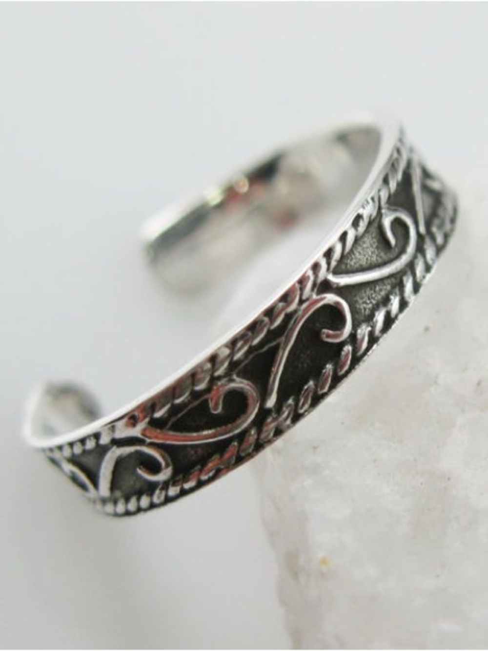 Sterling-Style Silver Scroll Toe Ring - Adjustable Women’s Jewelry